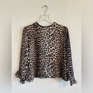 Ganni Chiffon Cheetah Blouse in Dora Maar Size 38